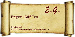 Erger Géza névjegykártya