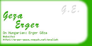 geza erger business card